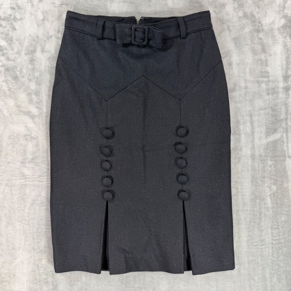 Vintage Guess‎ Jeans Pencil Skirt Women's XS Black Belted Wool Lined Skirt